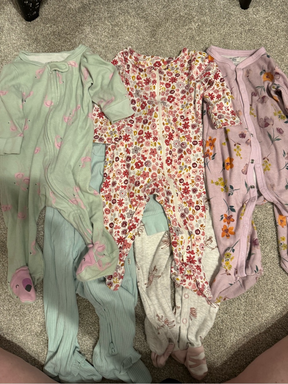 Floral & Pastel Baby Footed Sleepers - Pack of Mixed Prints